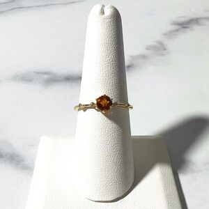 .42ct Madeira Citrine w/ .07ctw White Zircon 18k Yellow Gold Over Silver Ring